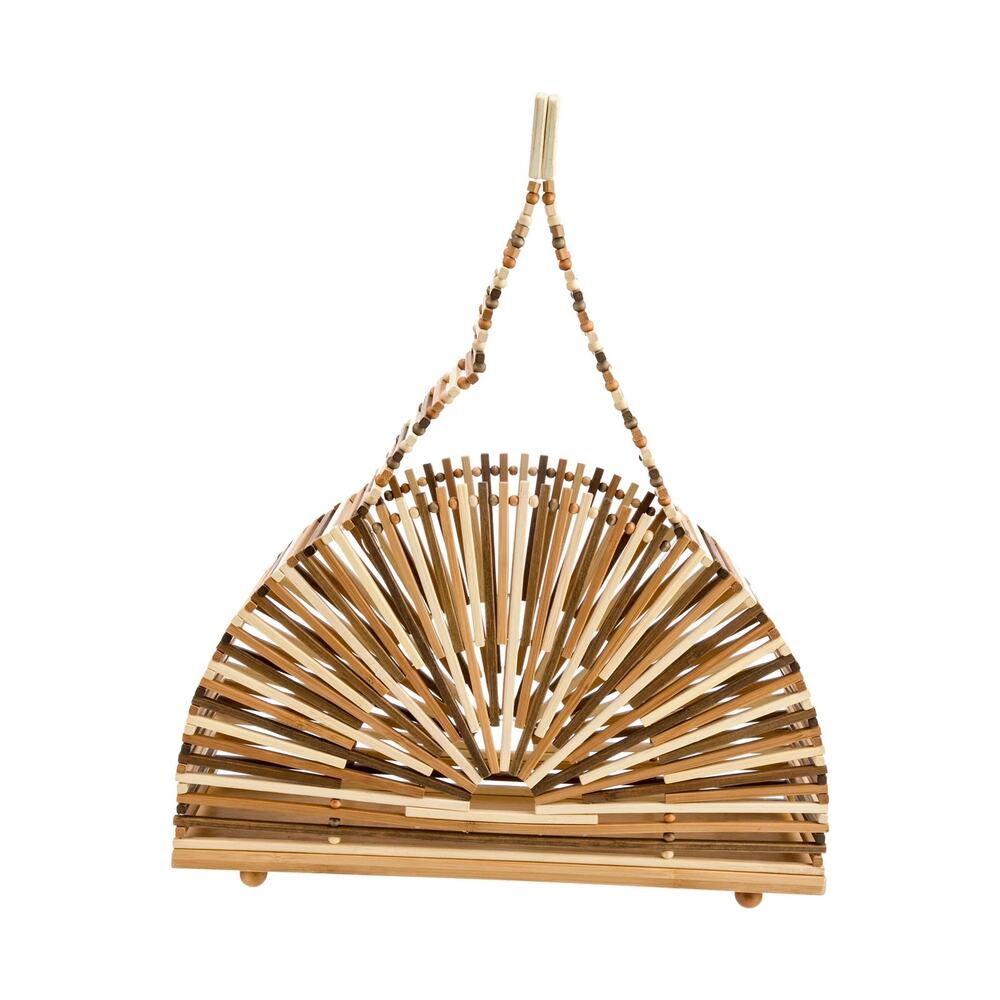 Cult Gaia Bamboo Tan Cupola Dome Bag Natural Semi-Circle Handbag Purse